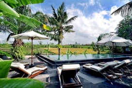 Villa  grande y de lujo en Canggu, Bali, Indonesia para un máximo de 10 personas  con piscina privada.Esta villa está situada  en una  zona rural y urbana y  a 2 km de la playa de Pantai Berawa y le ofrece mucha privacidad y un jardín , Canggu