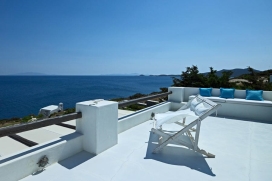 Only a 10 minutes from the port and beautiful town of Antiparos, in a prime location on a cape just outside the famous village Sorros, this 3-storey villa connects through a huge terrace with a 11 x 6 meter sea-water pool to a totally restored windmill, accommodating up to 14 guests in total - ideal for families, groups or weddings.Apart from generous amenities such as ample sitting areas, a BBQ area and a traditional outdoor oven where you can bake your own bread, the villa even has its own traditional church., Sorros