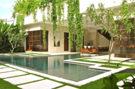 This luxury holiday rental villa is an exclusive hideaway situated in the center of fashionable Seminyak, designed by the well established architect Stephan Remini. The contemporary, spacious, functional villa has been designed to offer the highest c, Seminyak